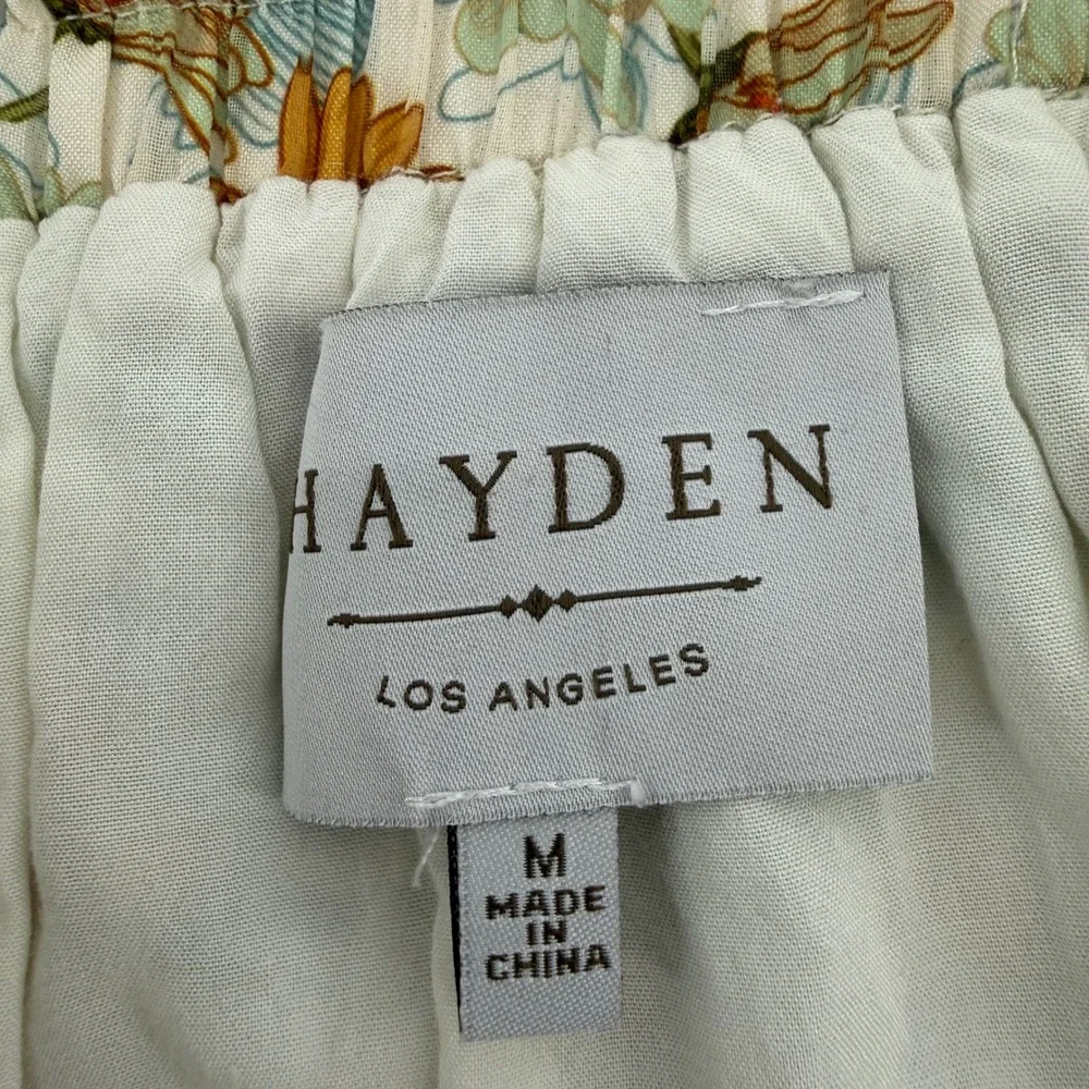 Hayden Los Angeles Floral Button Down‎ Midi Skirt Marigold Sage Women's Size M